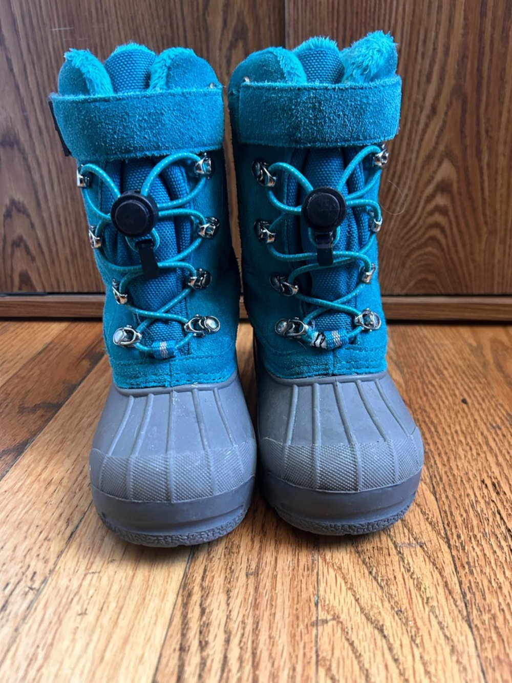 Lands' End Teal Kids Snow Boots with Gray Soles
